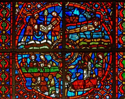 Raam w39 met scènes uit het leven van St. Laurentius door French School