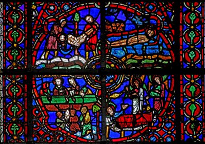 Raam w39 met scènes uit het leven van St. Laurentius door French School