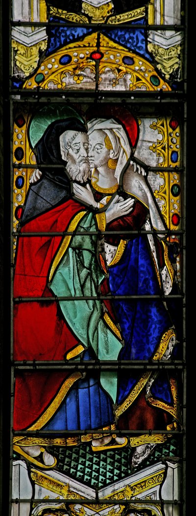 Raam w3 met St. Anna en Joachim bij de Gouden Poort door French School