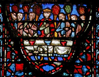 Raam w4 Viering van het Pascha Jozua V:10 door French School