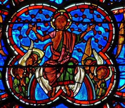Raam w4 met Christus bij het Laatste Oordeel door French School