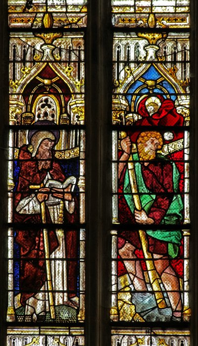 Raam w4 met Sint-Antonius en Sint-Christoffel door French School