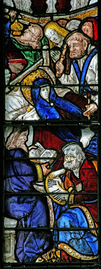 Raam w4 met de Dood van de Maagd Maria door French School