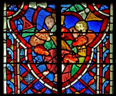 Raam w5 Simson brengt de tempel neer Rechters XVI:28 door French School