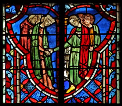 Raam w5 het Feest van Simsons huwelijk. Rechters XIV:10 door French School