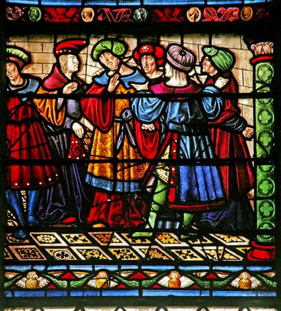Raam w6 met Farizeeën in de synagoge door French School