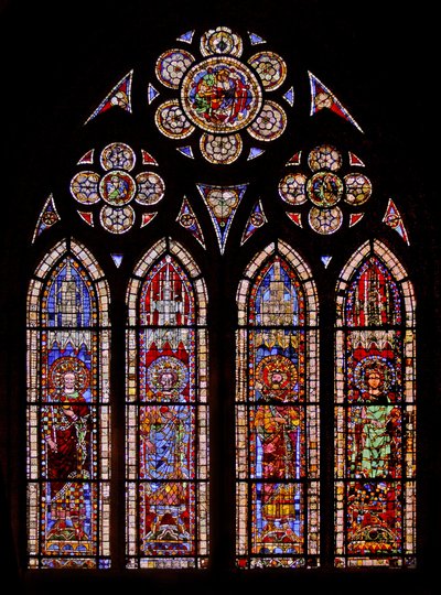 Raam w7 met Heilige Roomse Keizers: Lotharius, Louis, Charles door French School