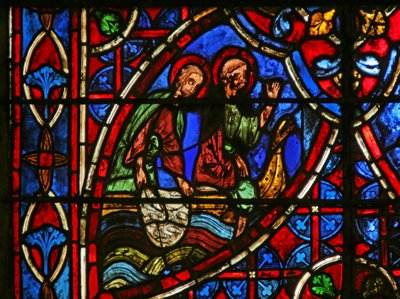 Raam w7 met St. Petrus en de wonderbaarlijke visvangst door French School