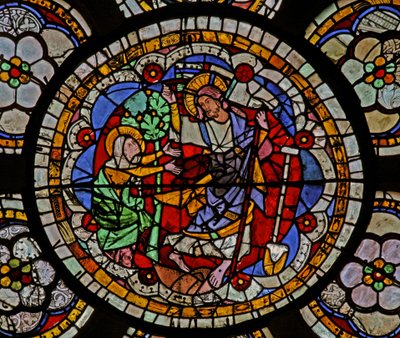 Raam w7 met een opstandingsscène: Noli Me Tangere door French School