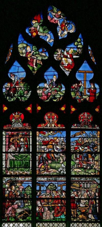 Raam w8 met St. Helena, Constantijn en de triomf van het kruis door French School