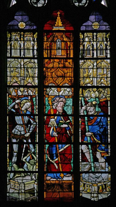 Raam w8 met St. Michael, St. Jacobus en St. Christoffel door French School