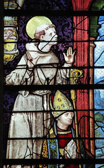 Raam w9 met afbeelding van St. Franciscus en een schenker door French School