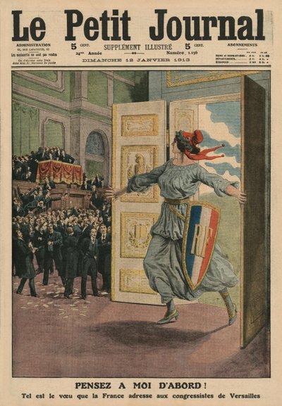 Wens van de Franse Republiek op het Congres van Versailles, Denk eerst aan mij, voorpagina illustratie uit 