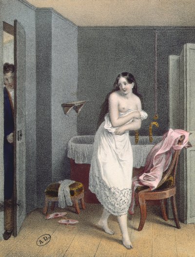 Vrouw die uit haar bad komt, c.1825 door French School
