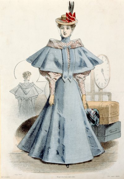 Vrouw in reiskleding, uit Le Coquet, 1895 door French School