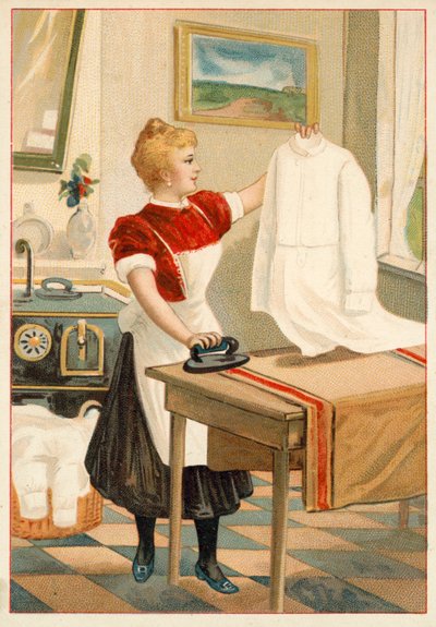 Vrouw strijkt door French School