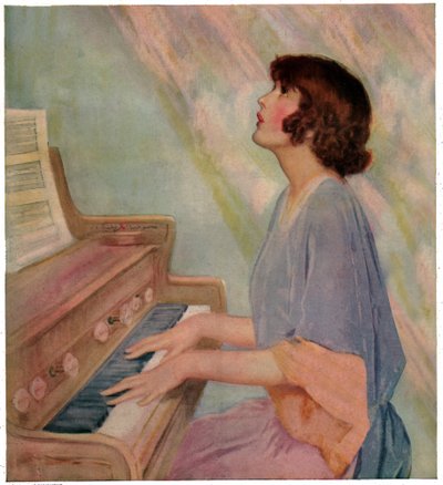 Vrouw die orgel speelt door French School