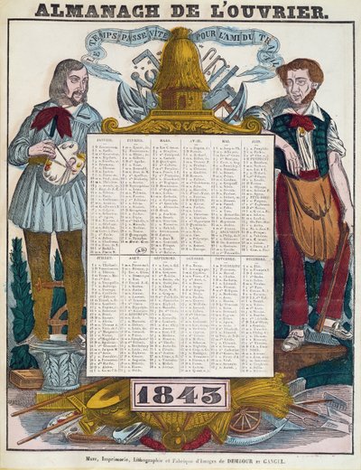 Werkerskalender voor 1843 door French School