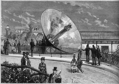 Wereldtentoonstelling 1878 in Parijs: zonneoven uitgevonden door Augustin Mouchot. Gravure in "Le Monde Illustré" n°1125 van 19 oktober 1878. door French School