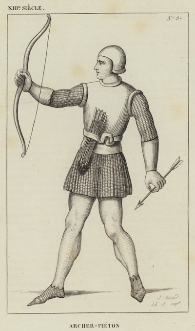 XIII Eeuw, Boogschutter-Voetganger door French School
