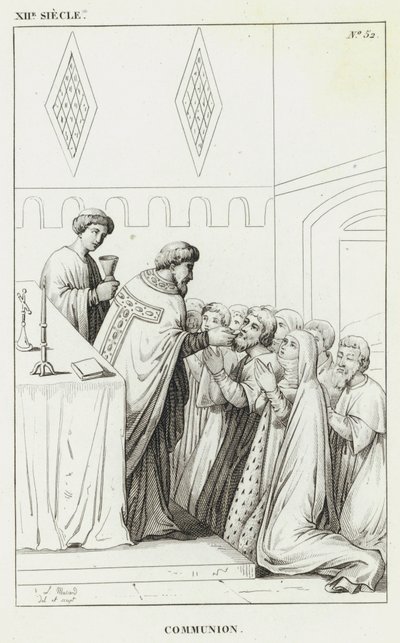 XII Eeuw, Communie (gravure) door French School