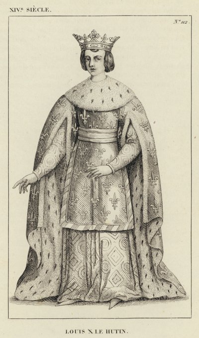XIV Eeuw, Lodewijk X de Hutin (gravure) door French School