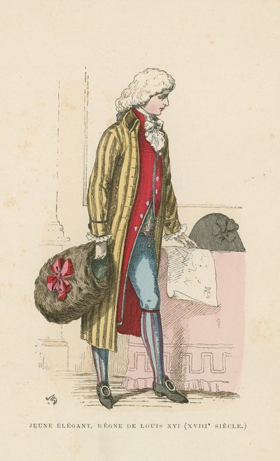 Jonge Franse dandy uit het bewind van Lodewijk XVI, 18e eeuw door French School