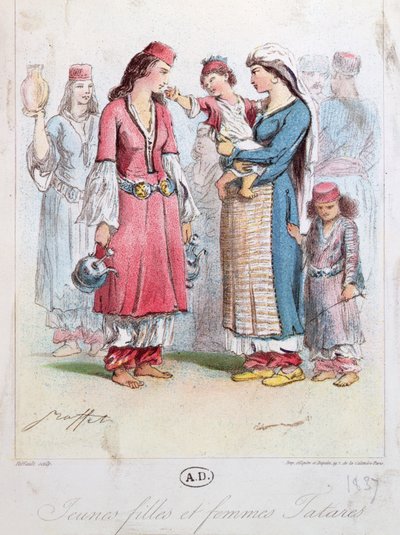 Jonge Tartaarse meisjes en vrouwen, 1837 door French School