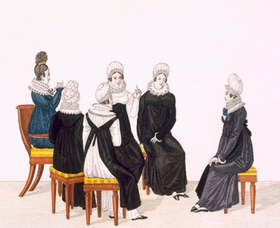 Jonge vrouwen aan het kletsen, ca. 1820 door French School