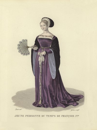 Jonge dame uit de tijd van koning Frans I van Frankrijk door French School
