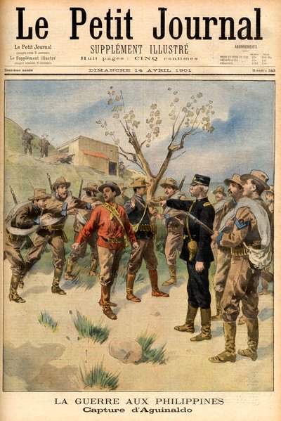 arrestatie van vrijheidsstrijder Emilio Aguinaldo Voorpagina van krant 