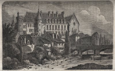 Kasteel van La Palice, gemeente Lapalisse, in het departement Allier - gravure in 
