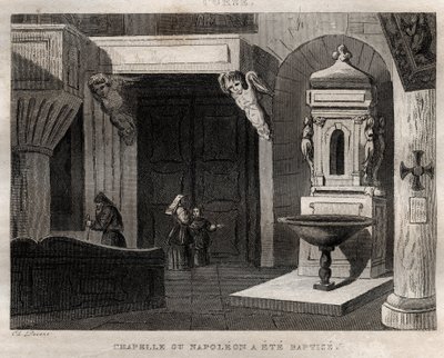 Kapel waar Napoleon werd gedoopt - Gravure uit 