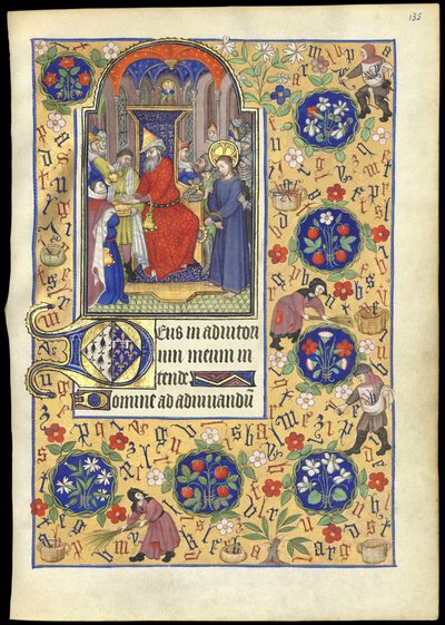 f.135r Miniatuur van Pilatus die zijn handen wast van het lot van Jezus, uit 