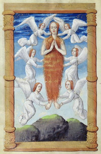 fol.97v De tenhemelopneming van Maria Magdalena, uit Heures a lUsage de Rome door French School