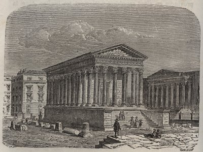 Maison Carrée de Nîmes - Frankrijk, Languedoc-Roussillon, Gard - gravure in 