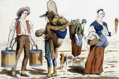 Illustratie van Parijse kostuums in de 18e eeuw door French School
