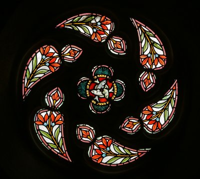 roosvenster aan de westkant (glas-in-lood) door French School