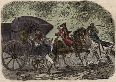 De Lyon postkoets affaire - De postkoets van Lyon wordt aangevallen in Seine et Marne door 5 individuen op 28 april 1796 door French School