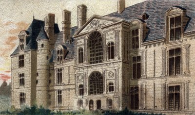 zicht op het kasteel van Egouen (Seine en Oise) door French School