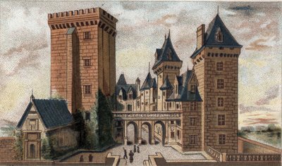 Uitzicht op het kasteel van Pau (Beneden-Pyreneeën) door French School