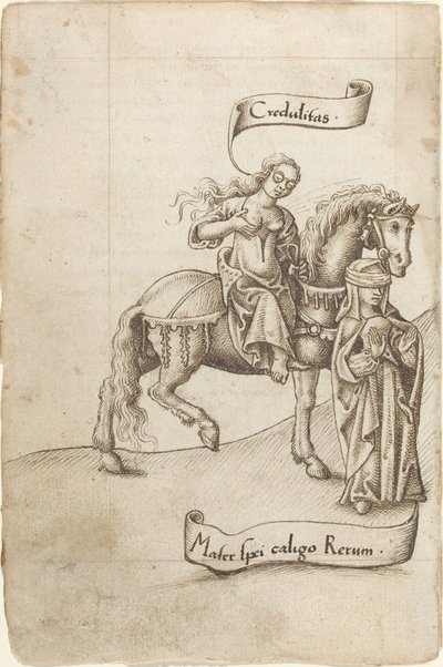 Goedgelovigheid Bereidt zich voor om de Moeder van Hoop te Voeden [fol. 18 verso] door French early 16th Century