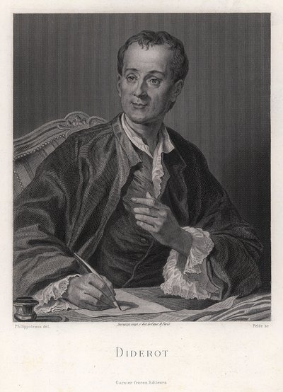 Portret van de schrijver, essayist en filosoof Denis Diderot 1713-1784, midden 18e eeuw door French master.