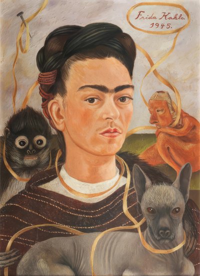 Autorretrato met changuito door Frida Kahlo