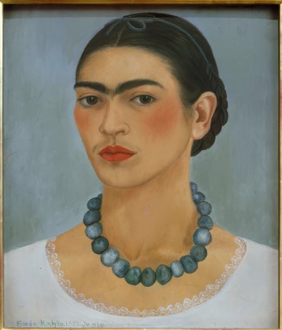 Zelfportret met ketting door Frida Kahlo