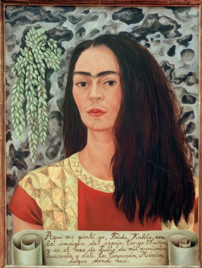 Zelfportret met los haar door Frida Kahlo