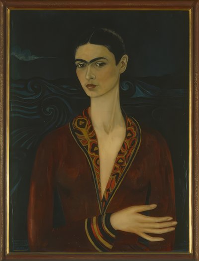 Self-Portrait Draagt een Fluwelen Jurk door Frida Kahlo