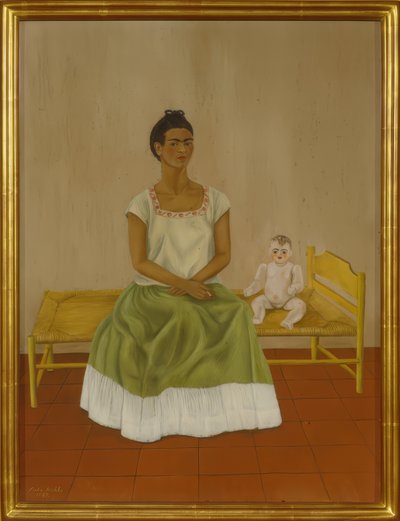 Zelfportret met bed door Frida Kahlo