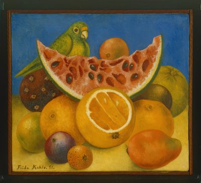 Stilleven met papegaai door Frida Kahlo