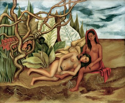 Twee naakten in het bos door Frida Kahlo